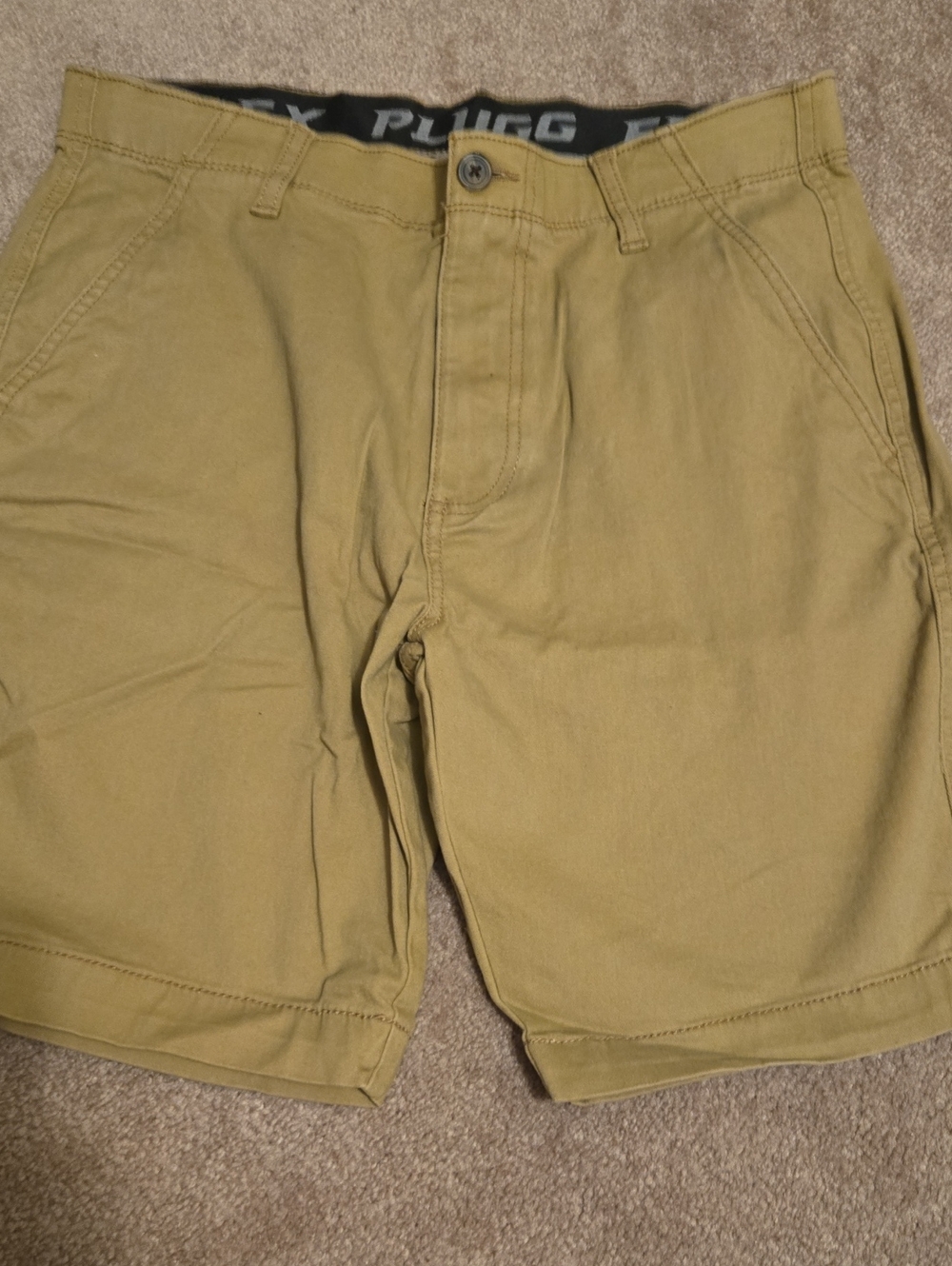 Plugg Men's Tan Flat-Front Casual Shorts